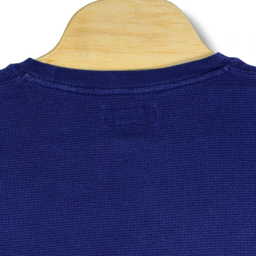 Polo Ralph Lauren Thermal Shirt Men 2XL Navy Blue Waffle Knit Cotton Long Sleeve